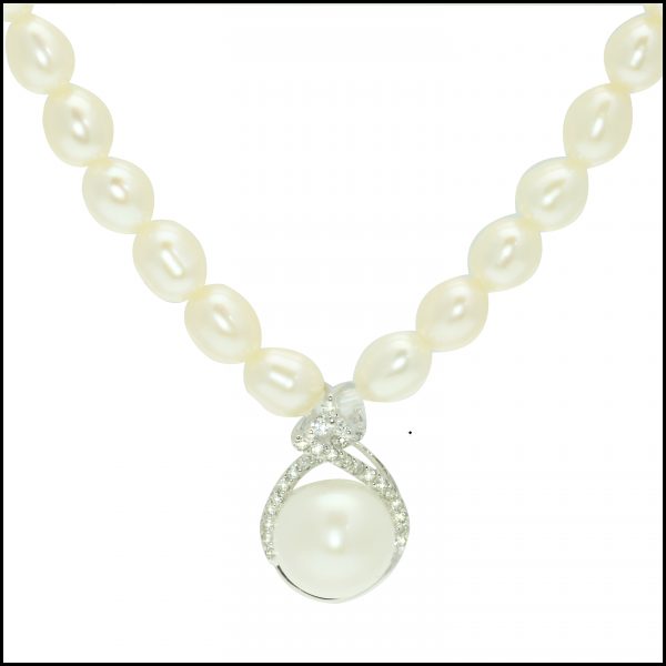 natural white freshwater pearl necklace, white freshwater pearl necklace, pearl necklace, pearl pendant