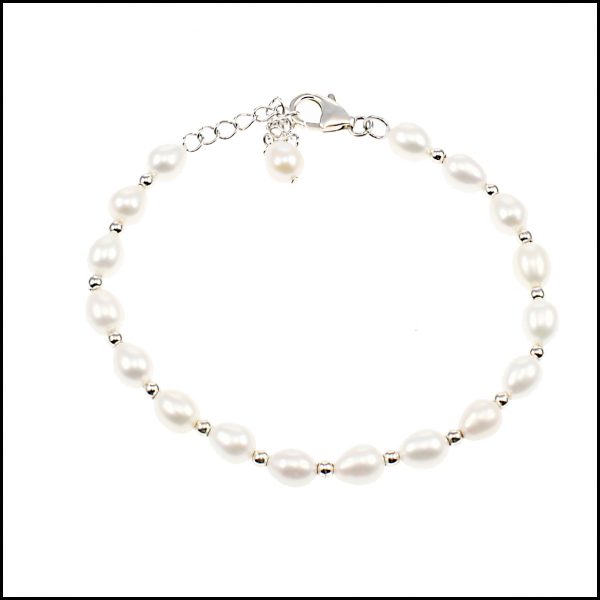 White Bracelet, White Pearl Bracelet, Rice Pearl Bracelet, Lido Bracelet, White Rice Pearl