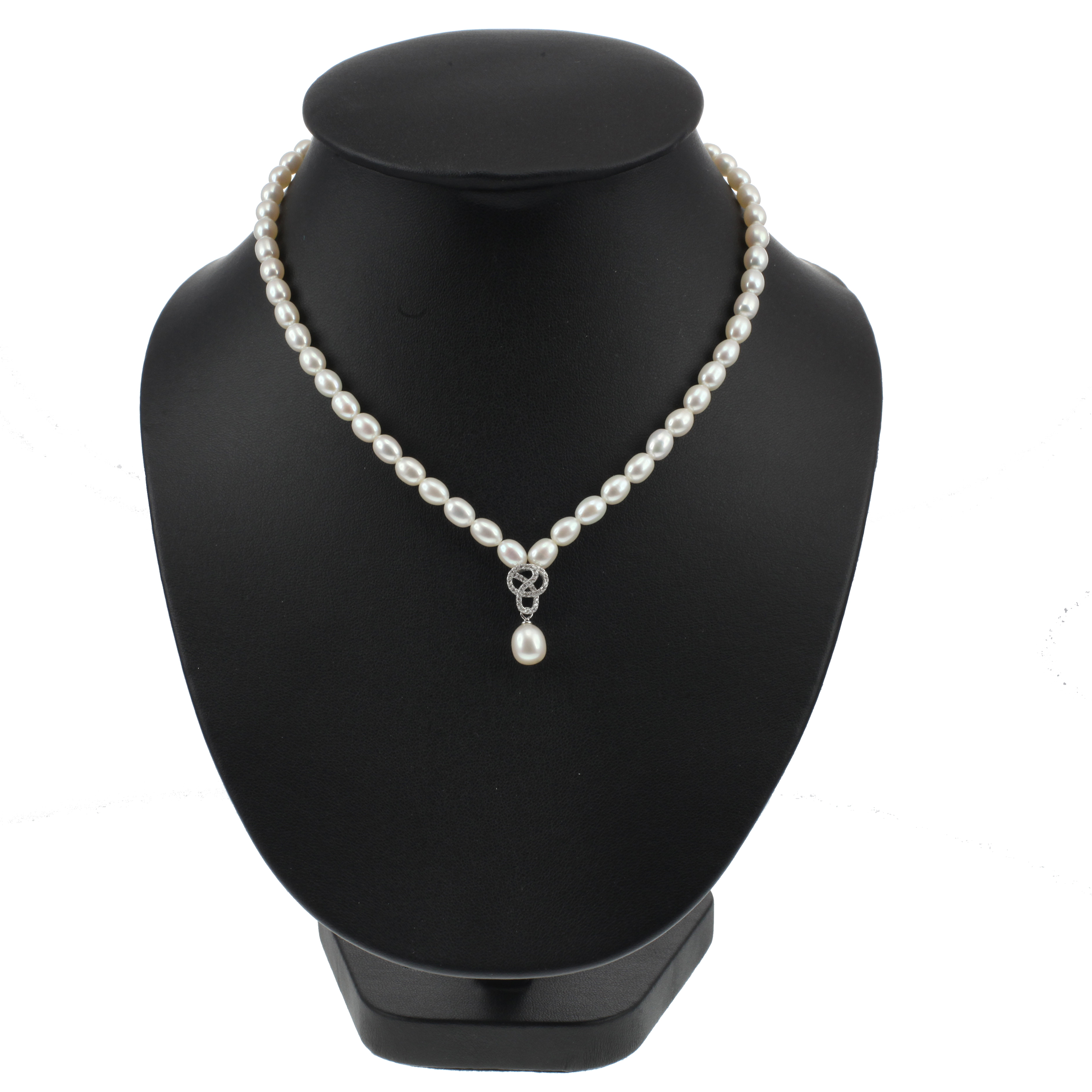 Lido Pearls C60 - Pearl Necklace With Delicate CZ Swirl Pendant - Lido ...