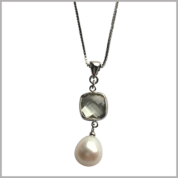 Lido Pearls Pendant - YP032 Silver - Green Amethyst-0